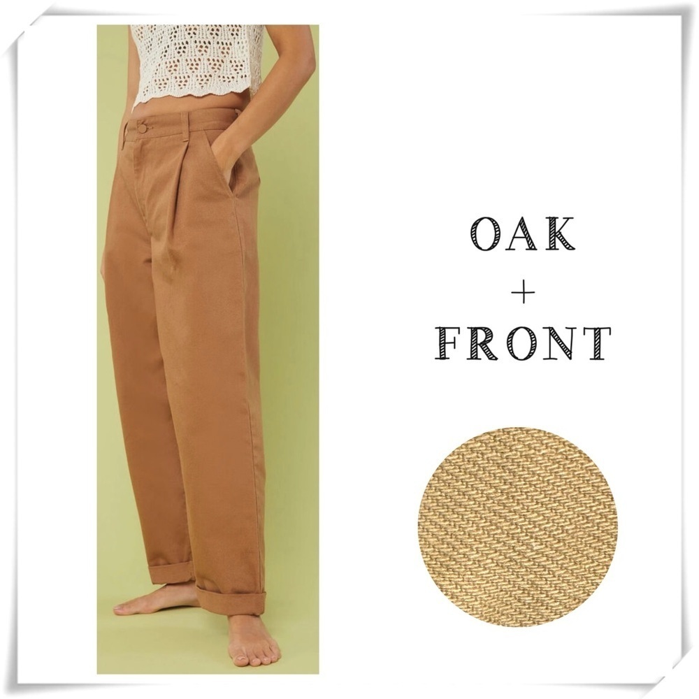 Oak + Front High Rise Balloon Leg Twill Pants in Camel Tan Size 29